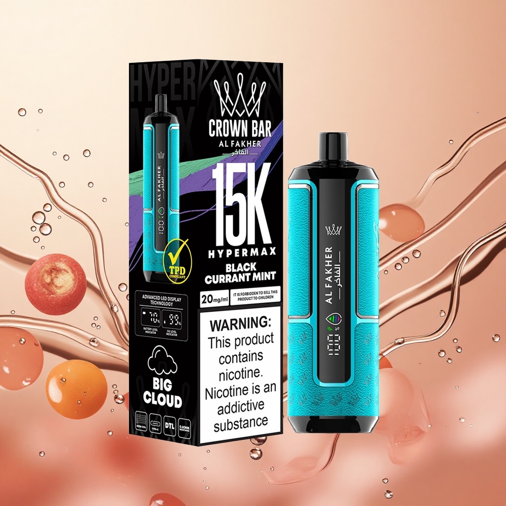 Al Fakher Crown Bar 15K Hipermáx Vape Desechable 22ml Grosella Negra Menta