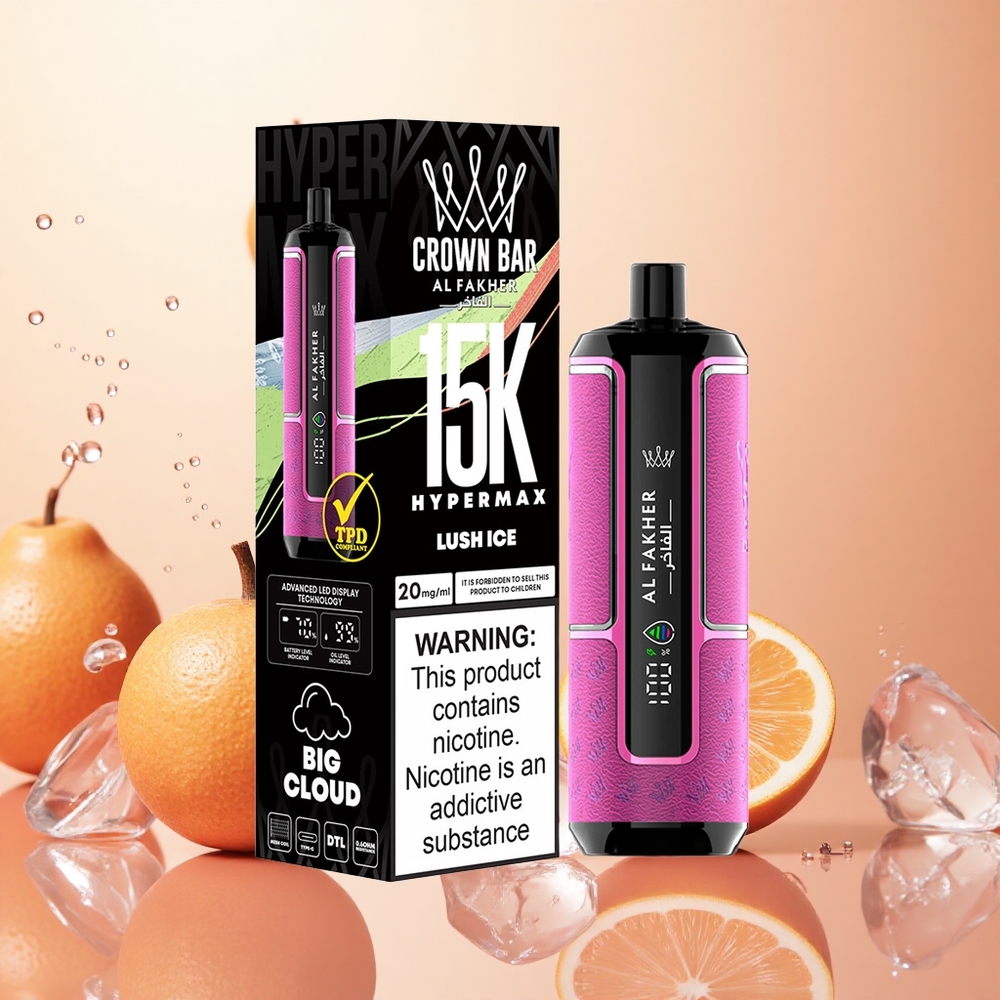 Al Fakher Crown Bar 15K Hipermáx Vape Desechable con 22ml y 6mg/ml Nicotina Lucha Hielo