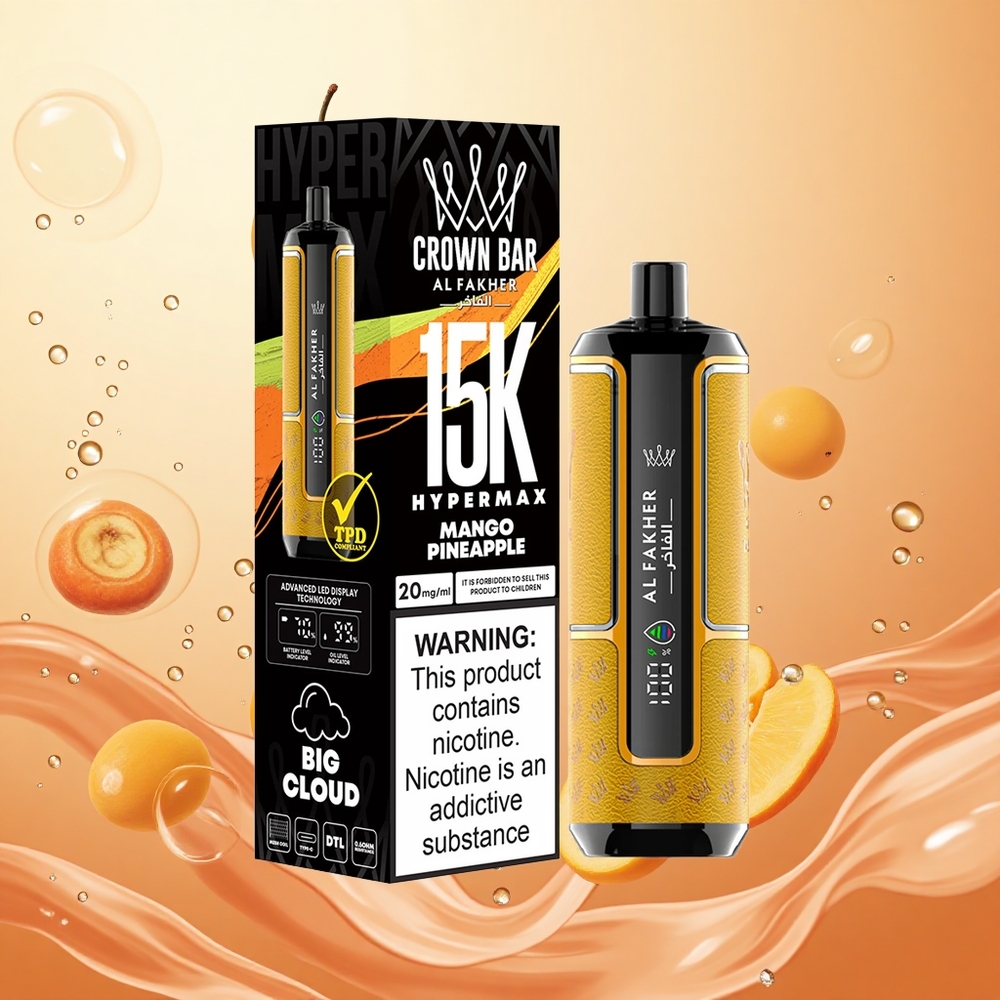 Al Fakher Crown Bar 15K Mangó Piña Hipermax 22ml 600mAh Vape Desechable