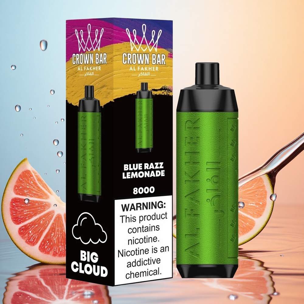 Al Fakher Crown Bar 8000 Cítrico Azul Frambuesa Limonada con Batería 600mah y 18ml de Líquido