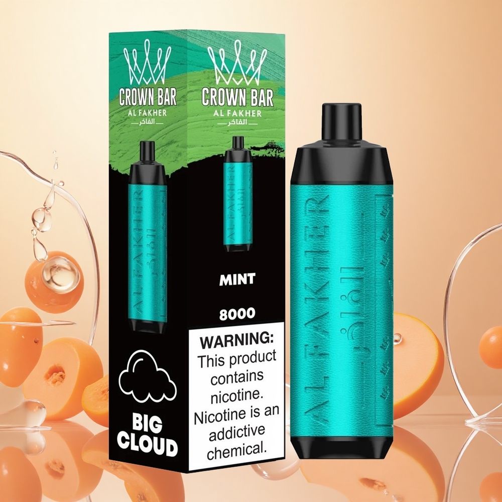 Al Fakher Crown Bar 8000 Cristal Vape Desechable Menta con 18ml y 5mg/ml Nicotina