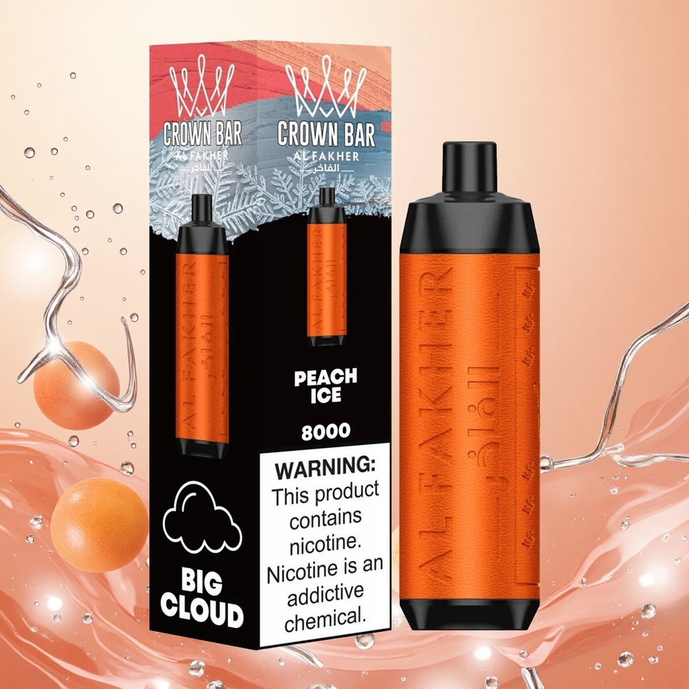 Al Fakher Crown Bar 8000 Melocotón Hielo 18ml 8000 Caladas