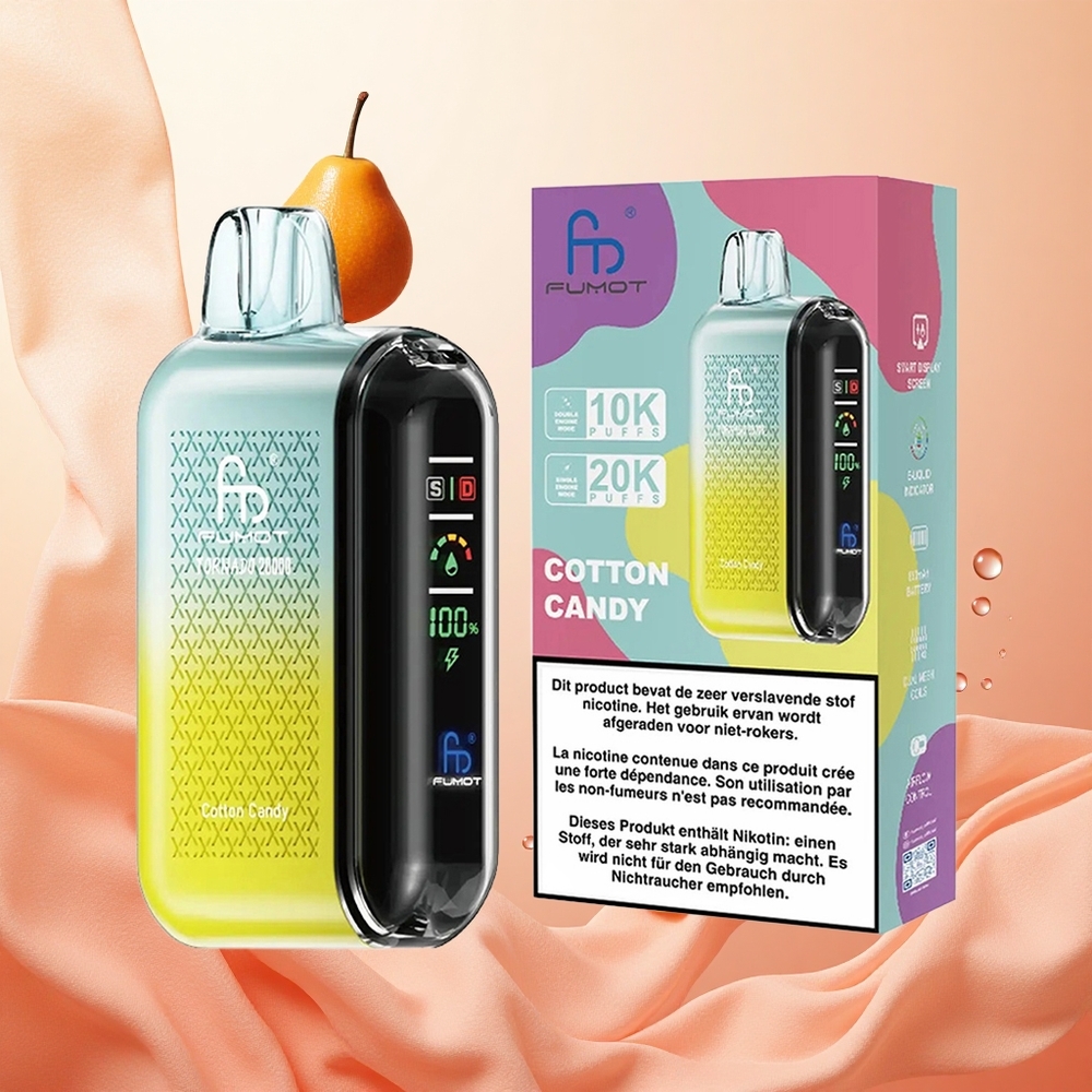 Fumot Tornado 20000 Puffs 20ml Algodón de Azúcar Pantalla Inteligente