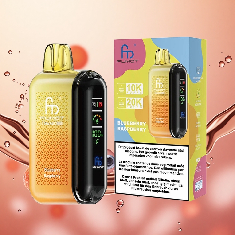 Fumot Tornado 20000 Puffs 20ml Arándano Frambuesa Dual Mesh