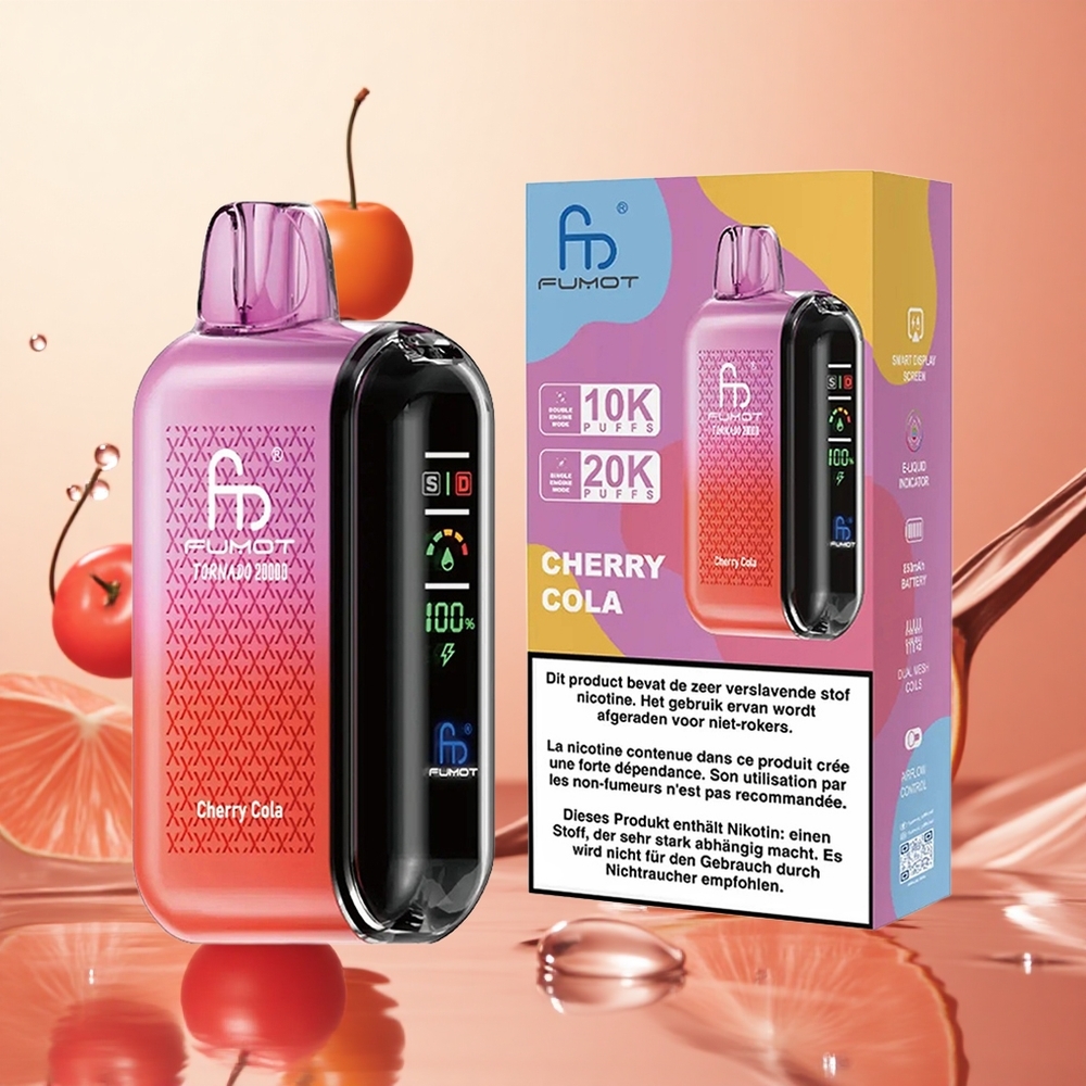 Fumot Tornado 20000 Puffs 20ml Cereza Cola Control de Flujo de Aire