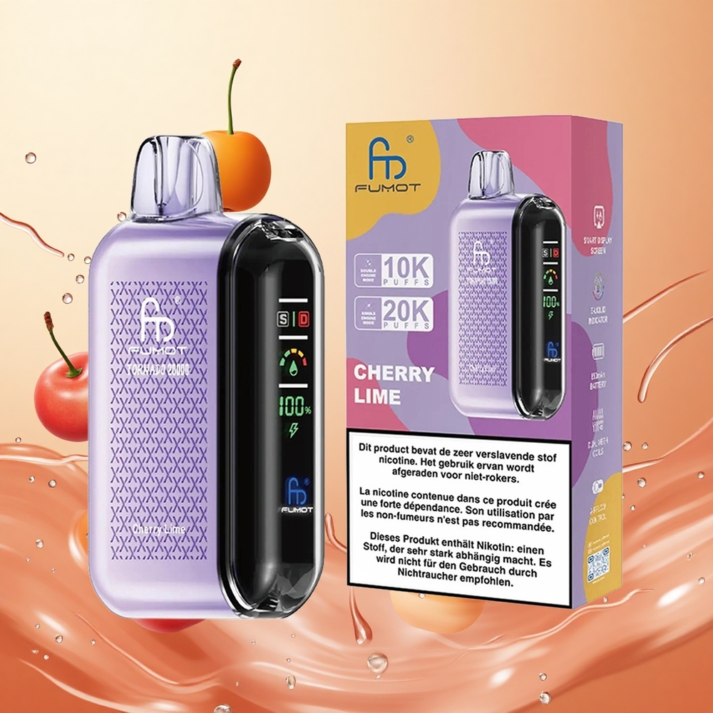 Fumot Tornado 20000 Puffs 20ml Cereza Lima Dual Mesh