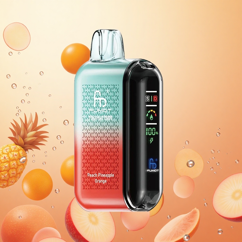 Fumot Tornado 20000 Puffs 20ml Duración Piña Naranja Melocotón Dual Mesh Coil