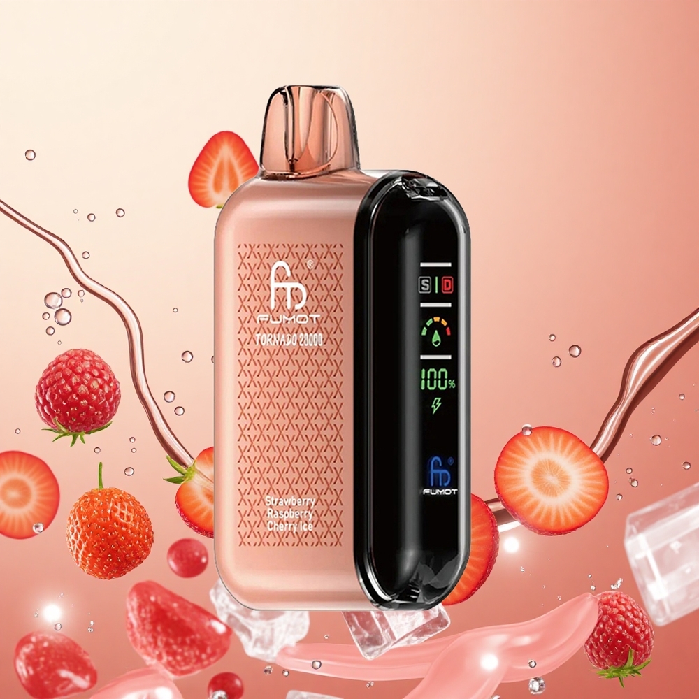Fumot Tornado 20000 Puffs 20ml Fresa Frambuesa Cereza Hielo Dual Mesh