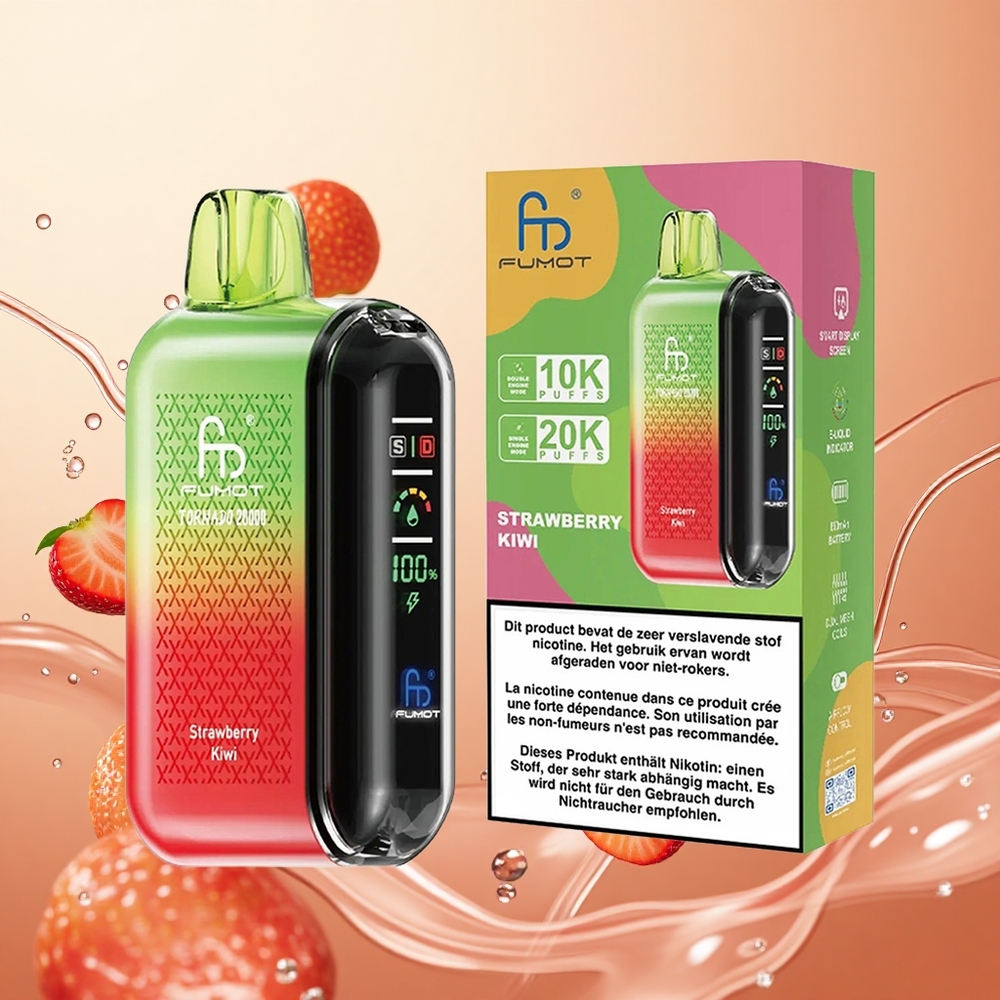 Fumot Tornado 20000 Puffs 20ml Fresa Kiwi Pantalla Inteligente