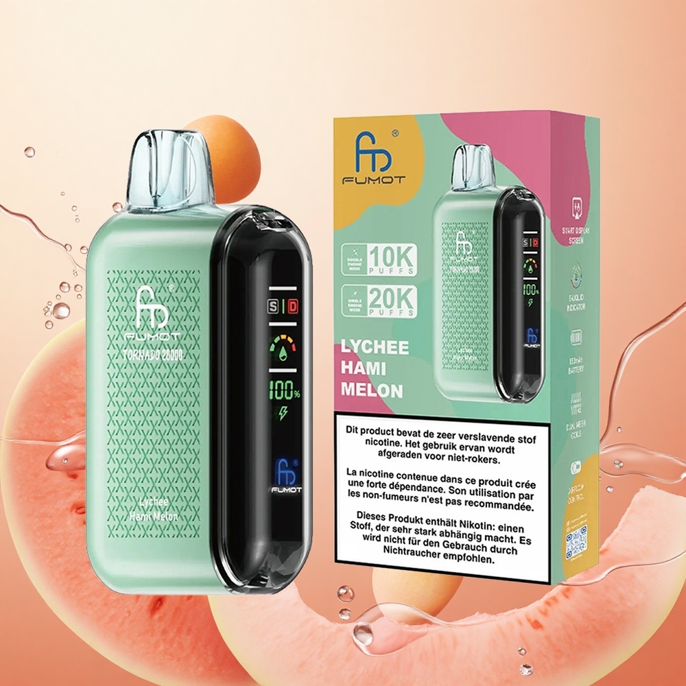 Fumot Tornado 20000 Puffs 20ml Lichi Melón Hami Dual Mesh