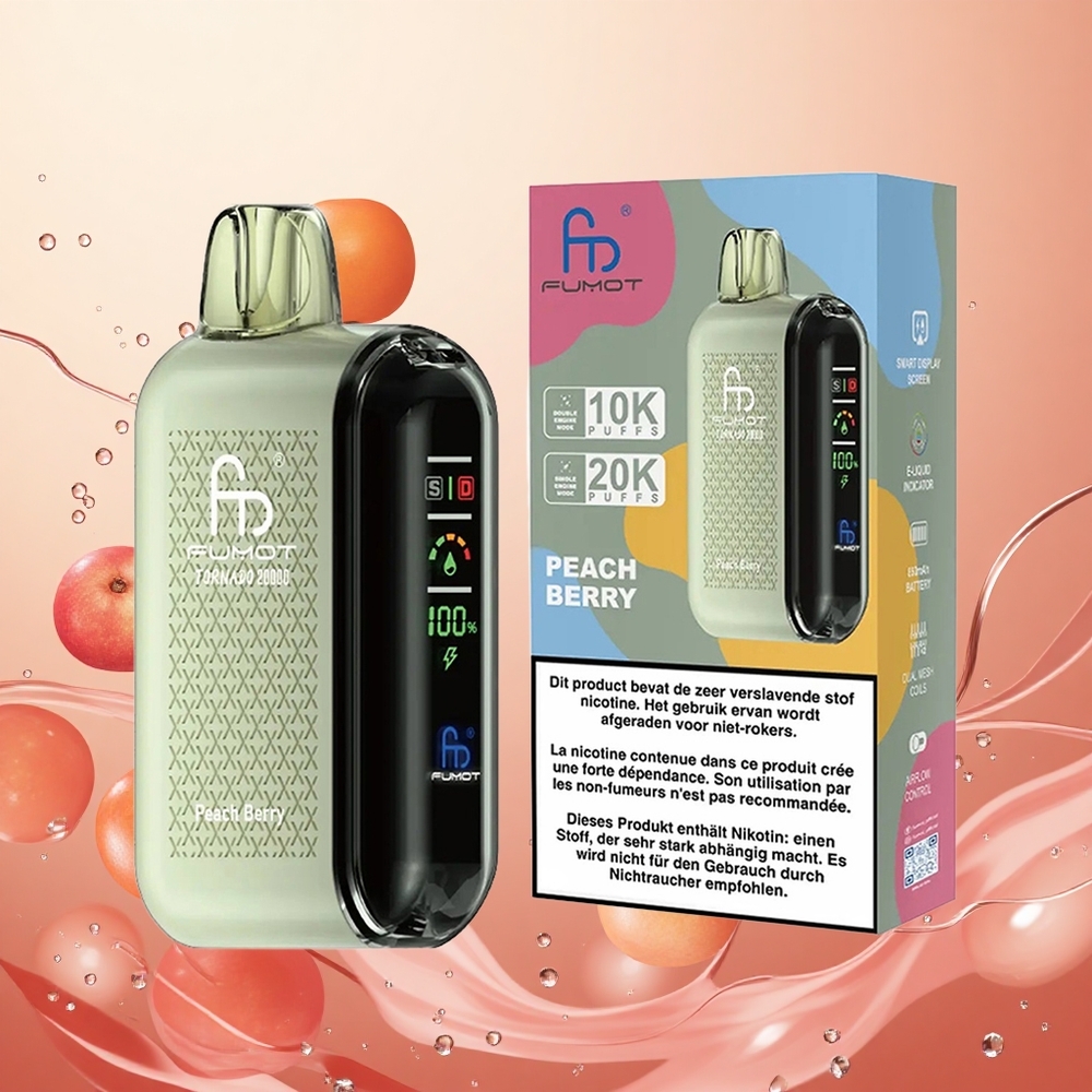 Fumot Tornado 20000 Puffs 20ml Melocotón Baya Doble Malla