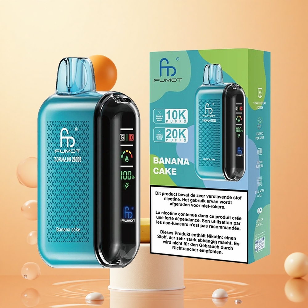 Fumot Tornado 20000 Puffs 20ml Pastel de Plátano Dual Mesh