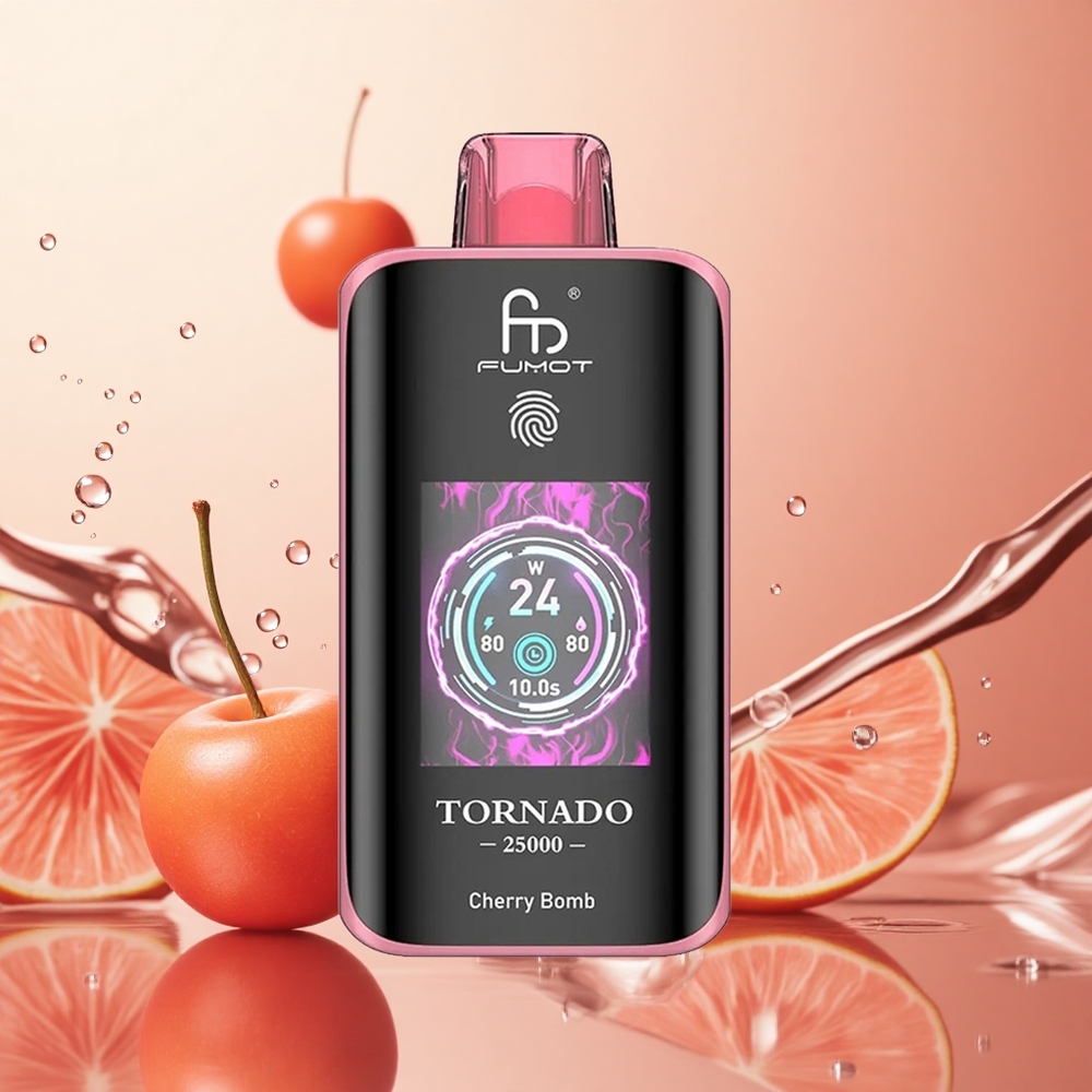 Fumot Tornado 25000 Puffs 20ml Cereza Bomba Pantalla HD