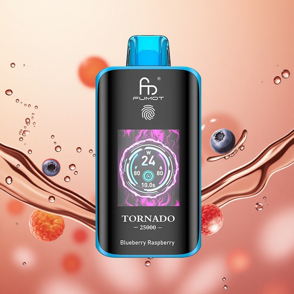 Fumot Tornado 25000 Puffs Arándano Frambuesa Pantalla HD Batería Recargable 700mAh
