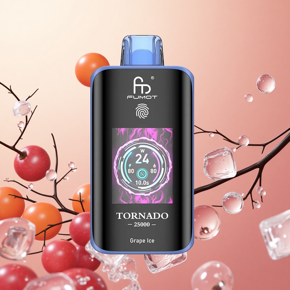Fumot Tornado 25000 Puffs Uva Hielo Pantalla HD Batería Recargable 700mAh