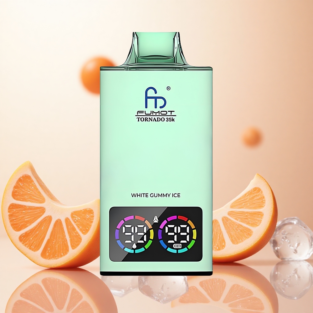 Fumot Tornado 35000 Chicle Blanco Helado Doble Malla y Luz RGB