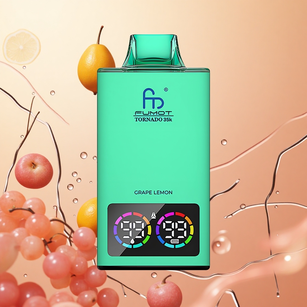 Fumot Tornado 35000 Uvas Limón Doble Malla y Luz RGB Variable