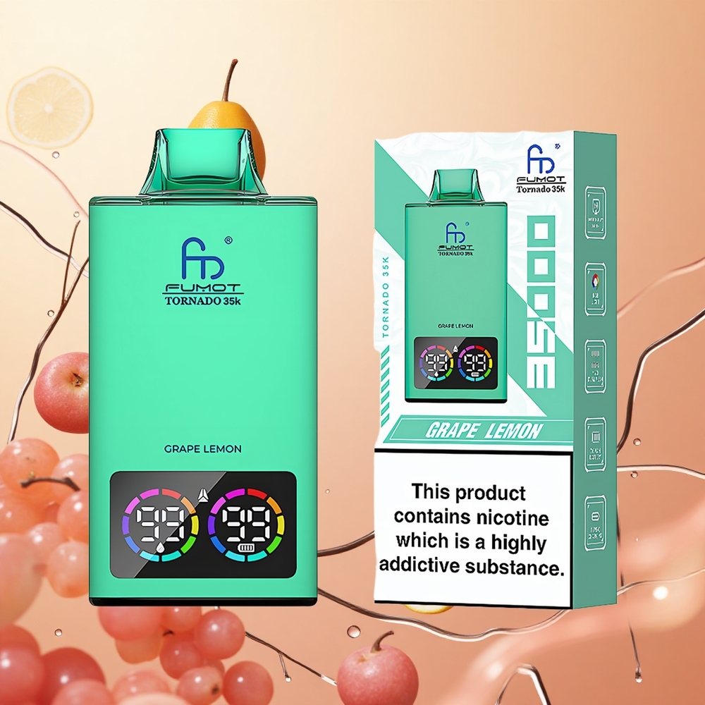 Fumot Tornado 35000 Uvas Limón Doble Malla y Luz RGB Variable