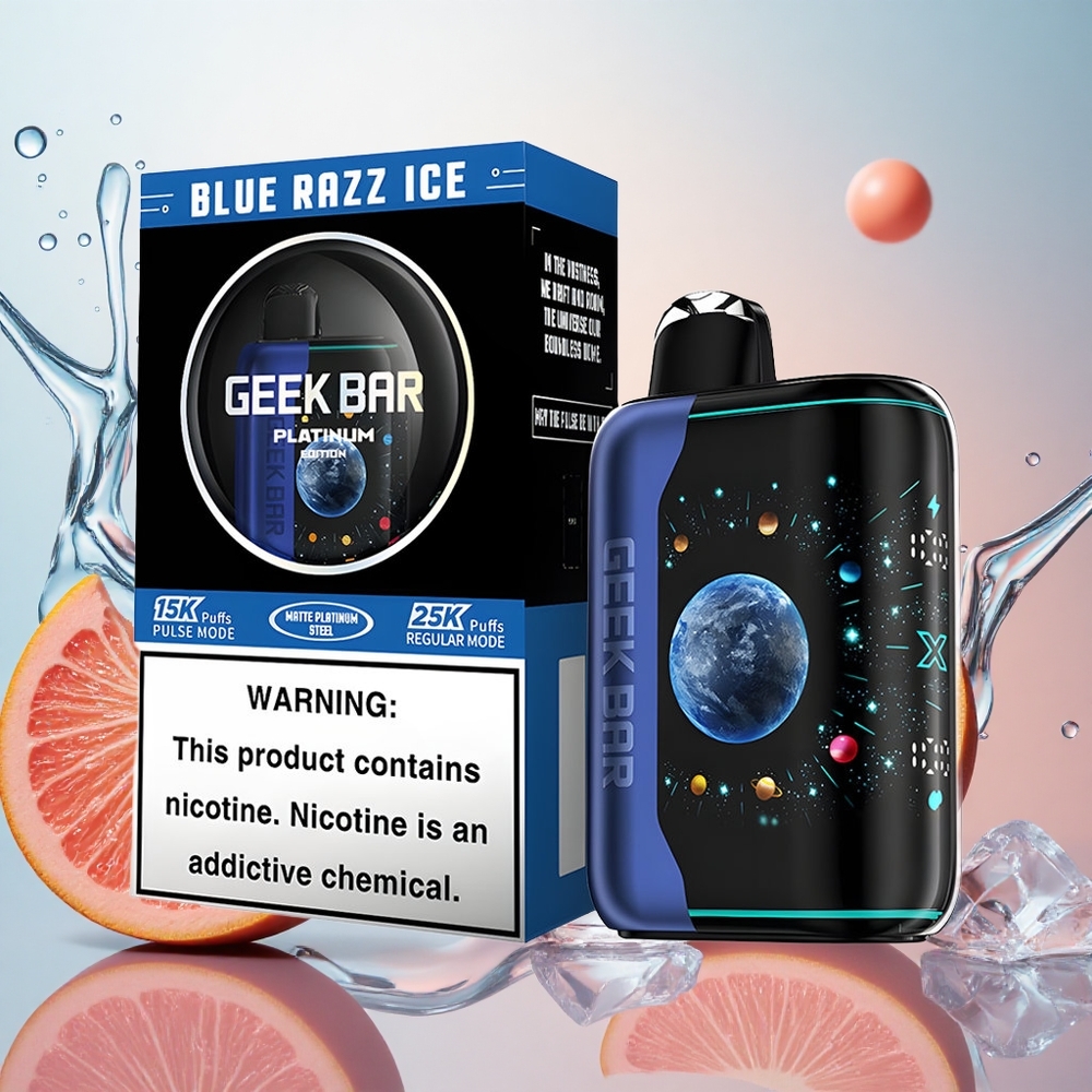 GEEK BAR Platinum Edition 25000 Puffs Azul Frambuesa Helada Pantalla Dinámica 3D