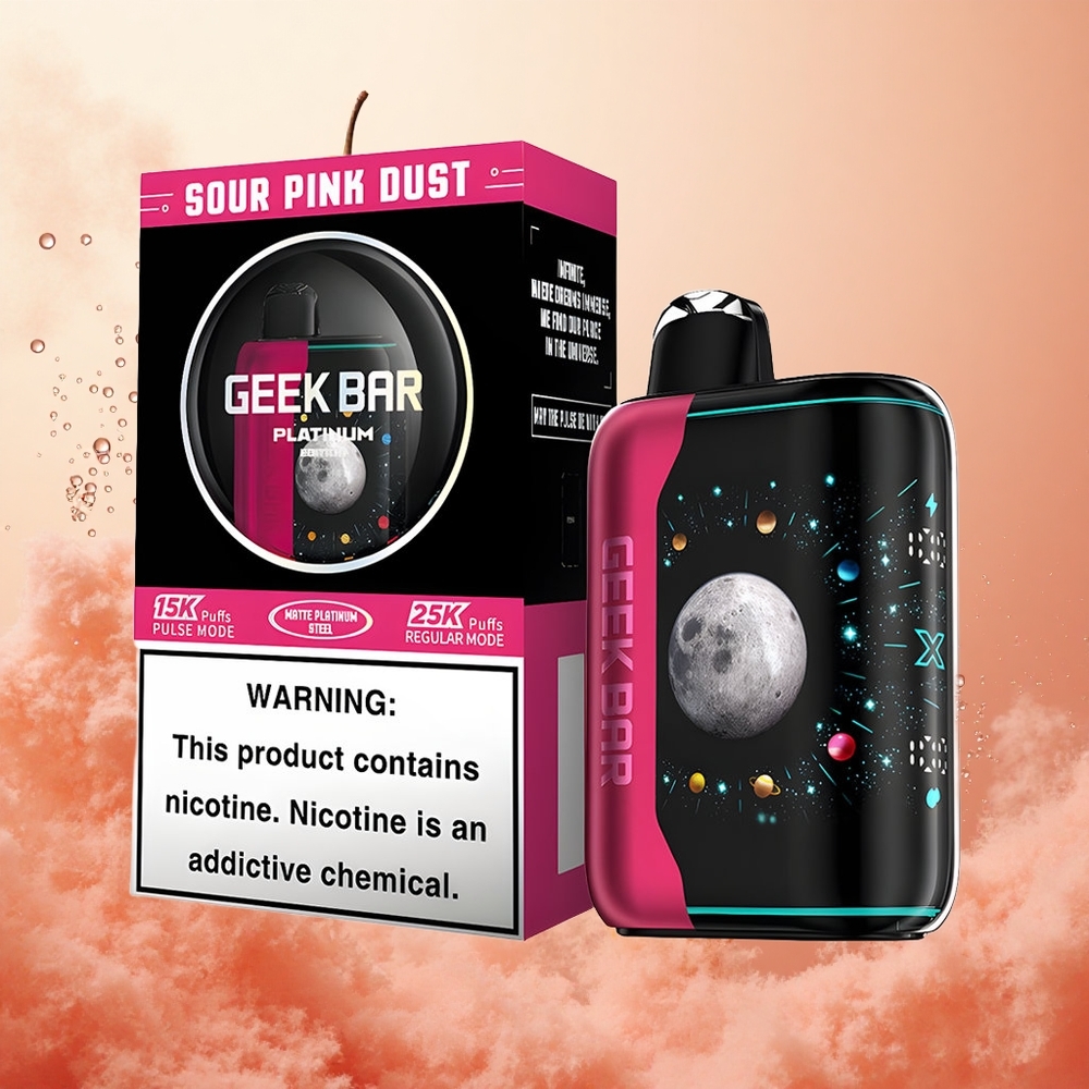 GEEK BAR Platinum Edition 25000 Puffs Polvo Rosa Ácido Pantalla 3D