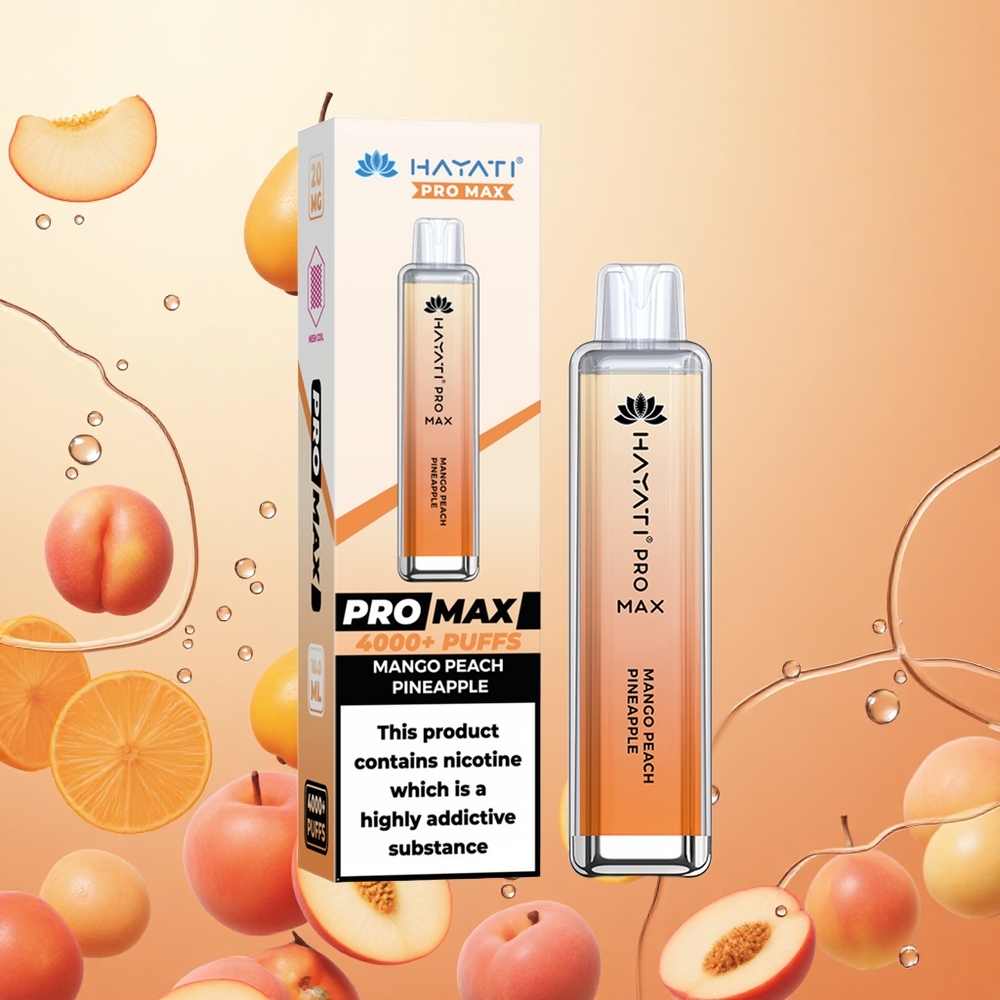 Hayati Pro Max 4000 Puffs Batería Recargable Mango Melocotón Piña
