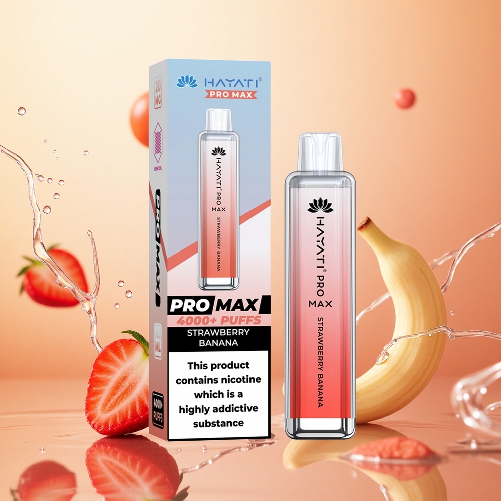 Hayati Pro Max 4000 Puffs Fresa Plátano Batería Recargable 1400mAh