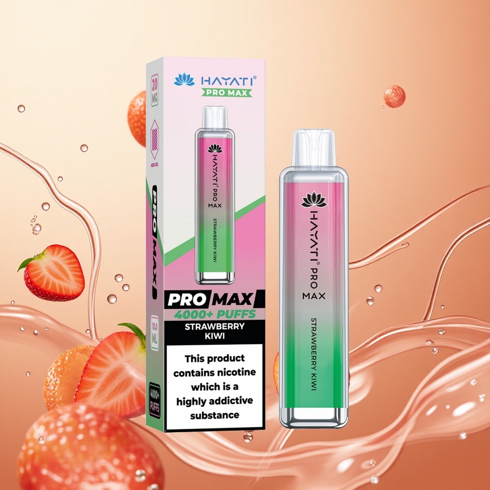 Hayati Pro Max 4000 Puffs Resistencia Dual 1.1 Ohm Fresa Kiwi