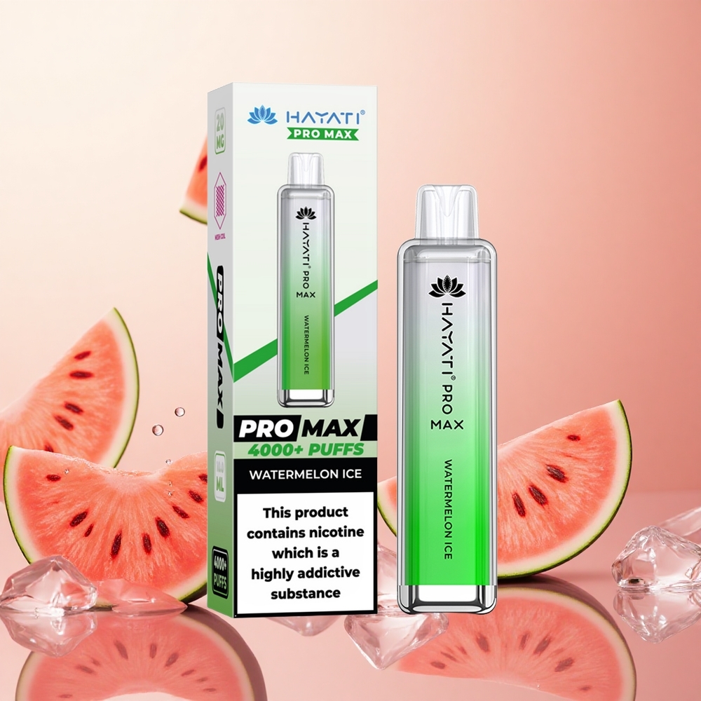 Hayati Pro Max 4000 Puffs Sabor Sandía Helada Batería 1400mAh Recargable