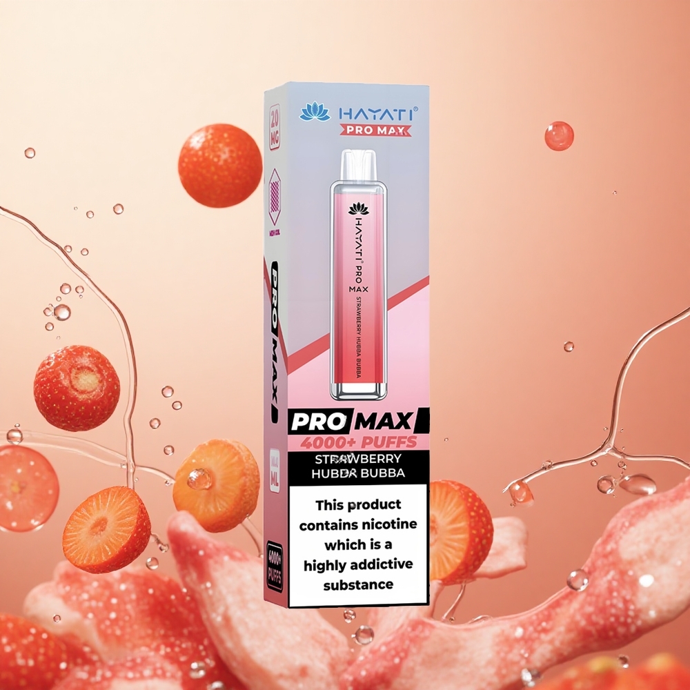 Hayati Pro Max 4000 Puffs Vape Desechable Fresa Hubba Bubba Batería Recargable