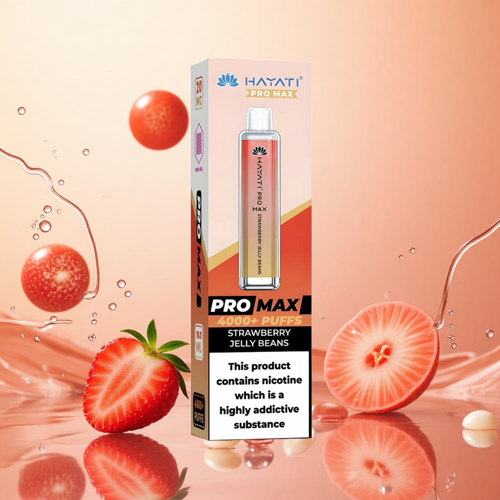 Hayati Pro Max 4000 Puffs Vape Desechable Fresa Jalea 1400mAh Recargable