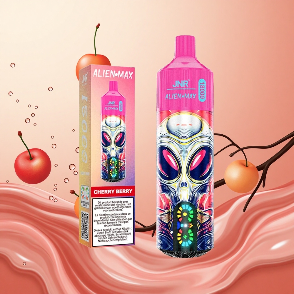 JNR Alien Max 18000 Puffs Cereza Baya Pantalla LED Inteligente Tipo-C Carga Rápida