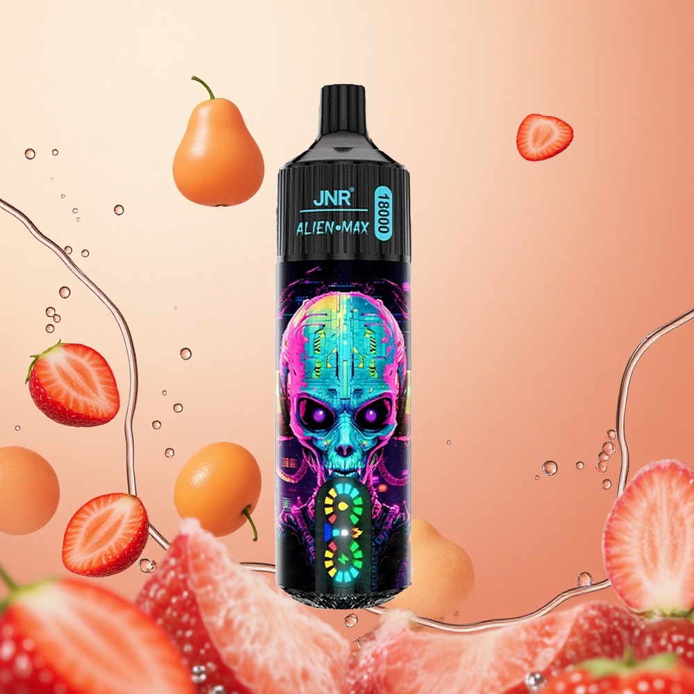 JNR Alien Max 18000 Puffs Fresa Hubba Bubba con Pantalla LED Inteligente y Doble Bobina Mesh