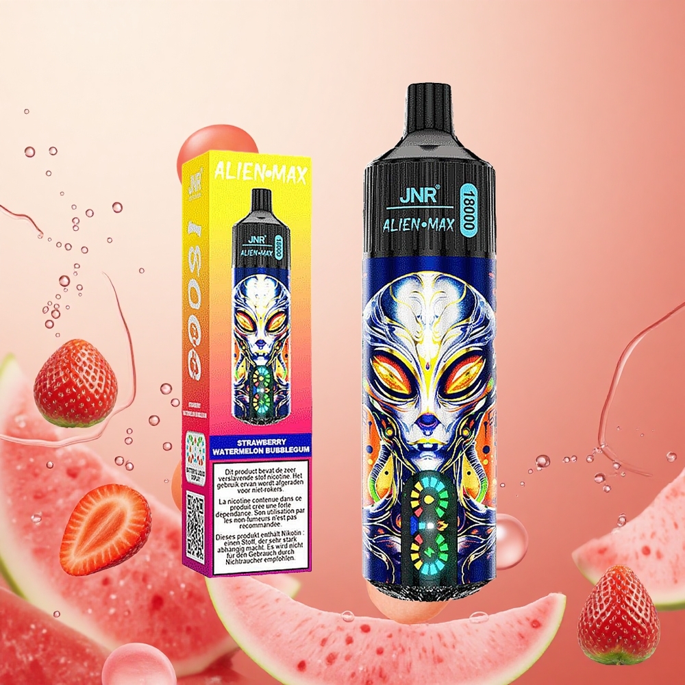 JNR Alien Max 18000 Puffs Fresa Sandía Chicle Pantalla LED y Doble Malla