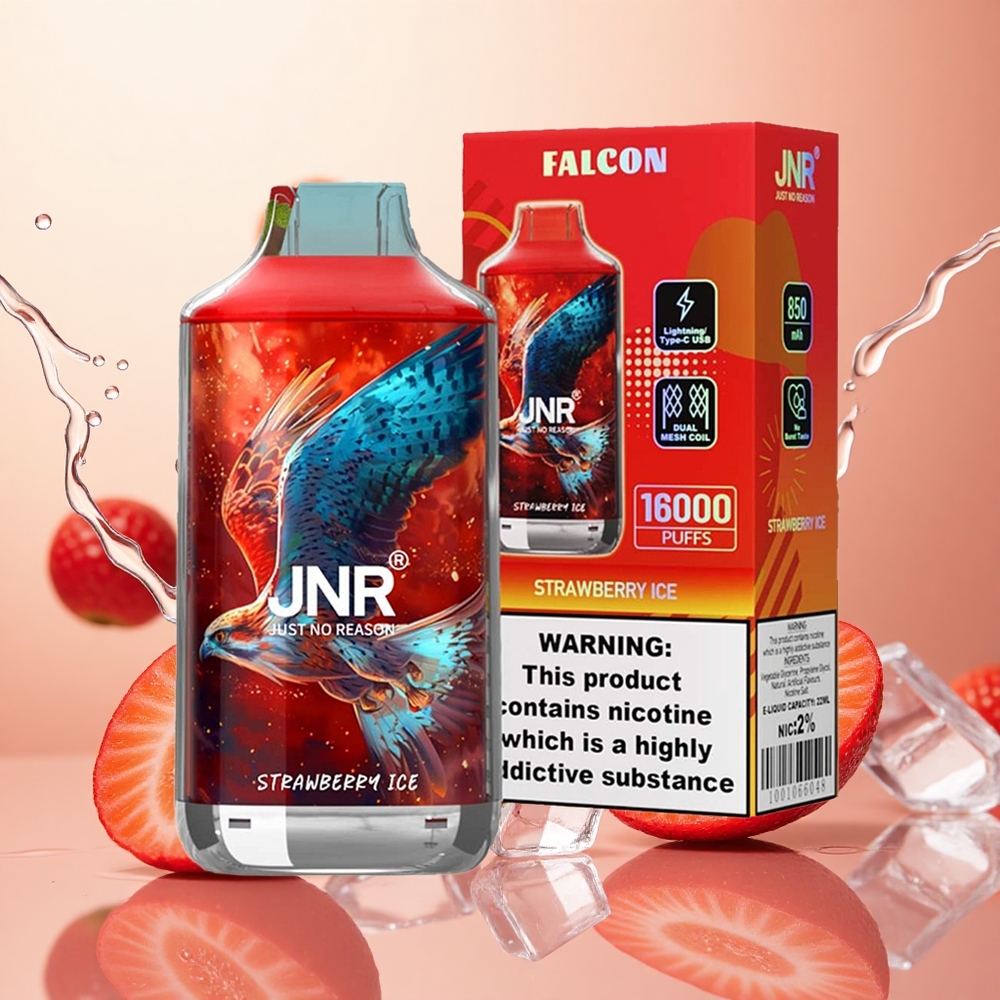 JNR Falcon 16000 Puffs 22ml Fresa Hielo Pantalla LED Inteligente