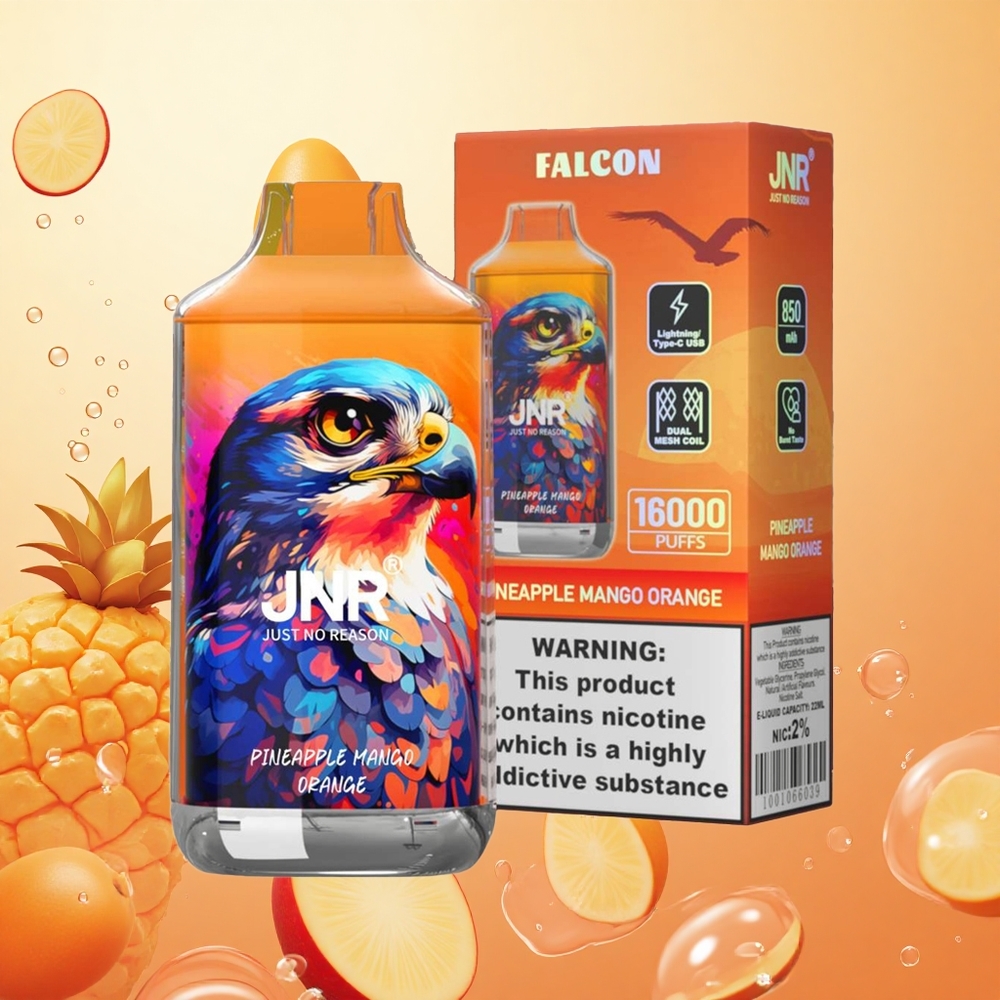 JNR Falcon 16000 Puffs Piña Mango Naranja 850mAh Dual Mesh Coil