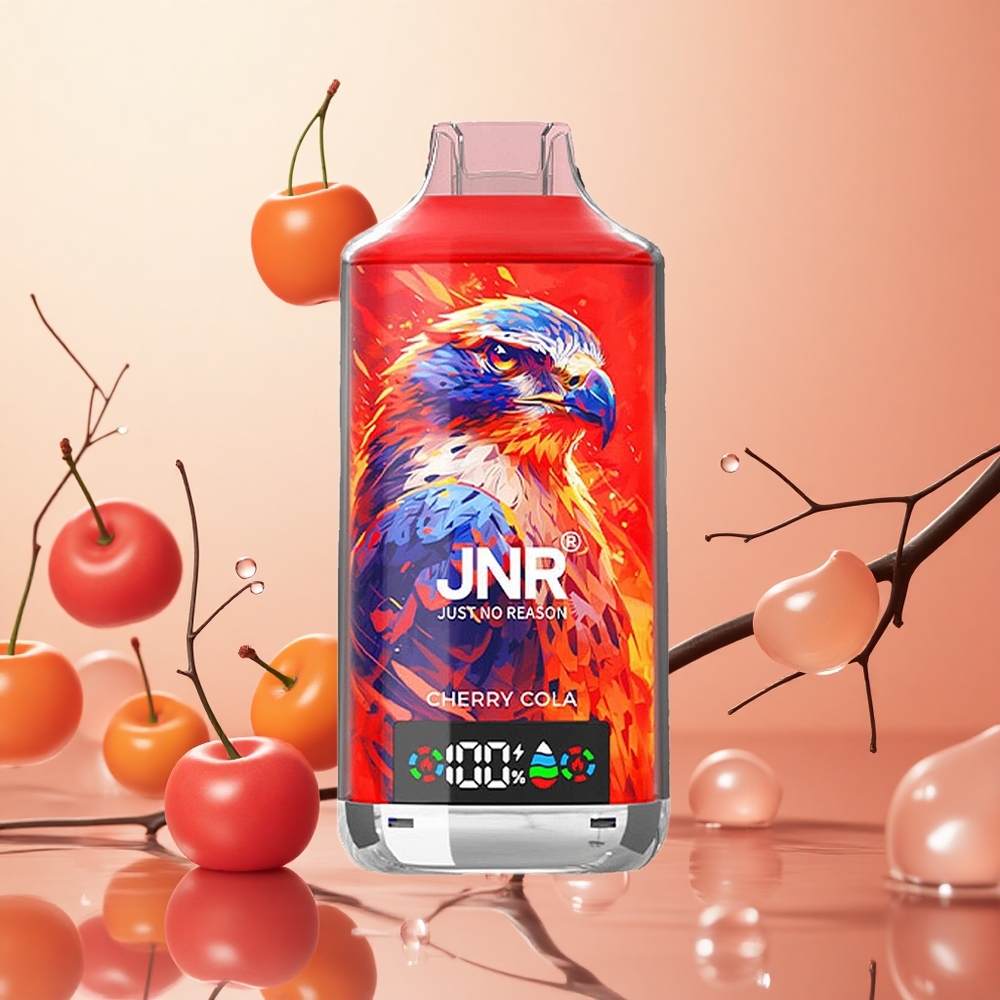 JNR Falcon X 18000 Puffs Cereza Dual Mesh Coil y Pantalla Digital
