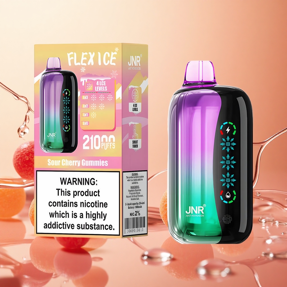 JNR Flex Ice 21000 Puffs Cerezas Ácidas Gominolas Pantalla Táctil