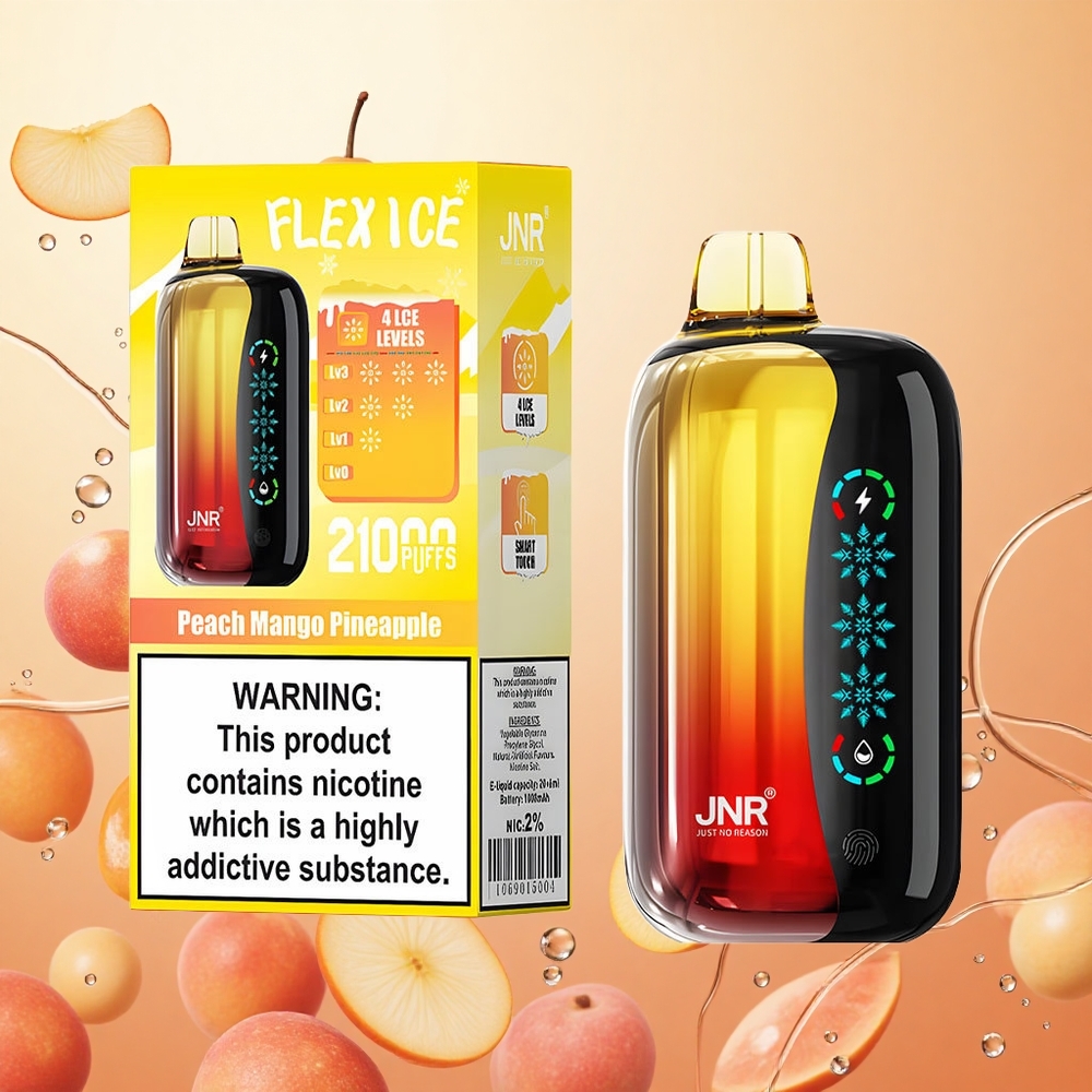 JNR Flex Ice 21000 Puffs Durazno Mango Piña Pantalla Táctil