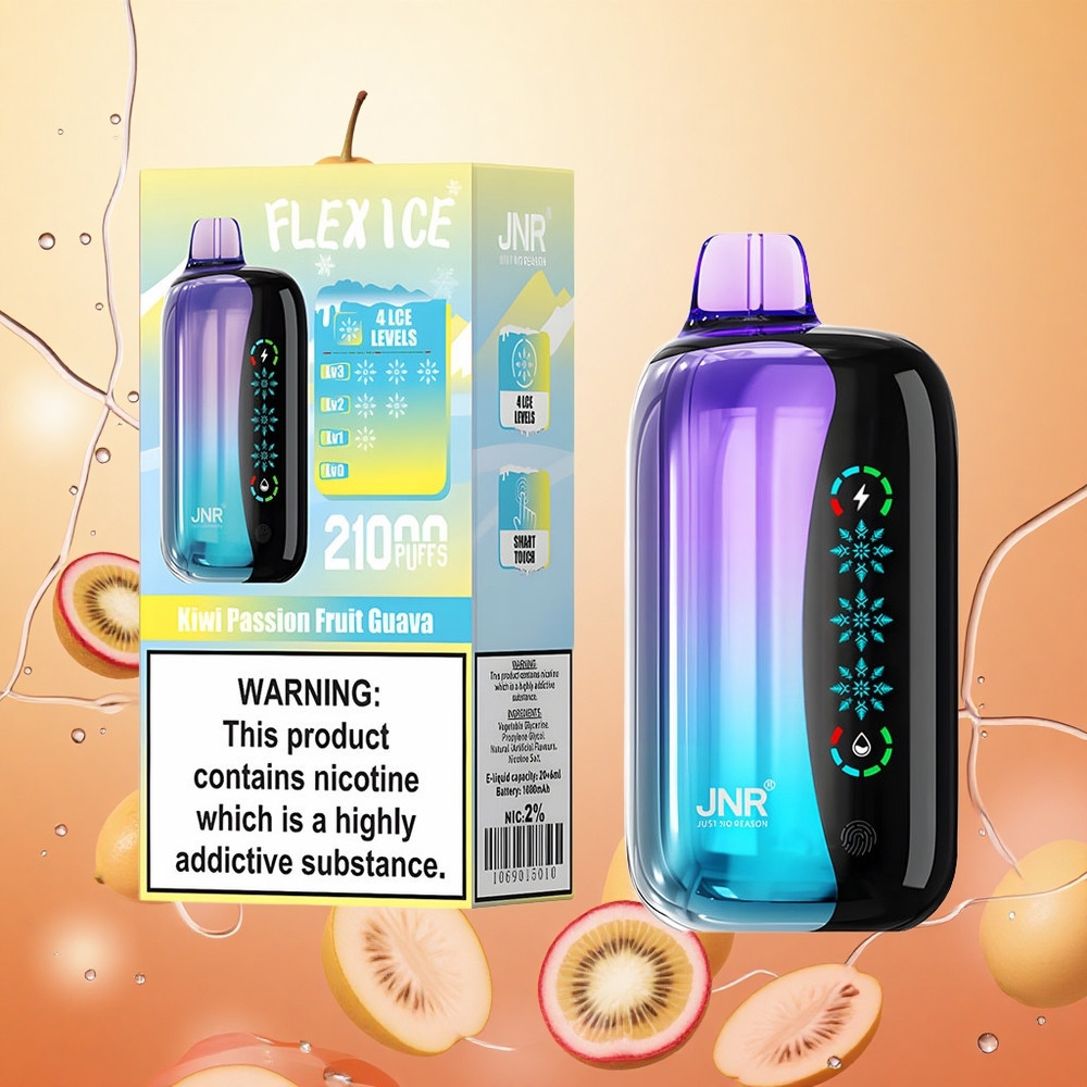 JNR Flex Ice 21000 Puffs Kiwi Maracuyá Guayaba Pantalla Táctil Aire Ajustable