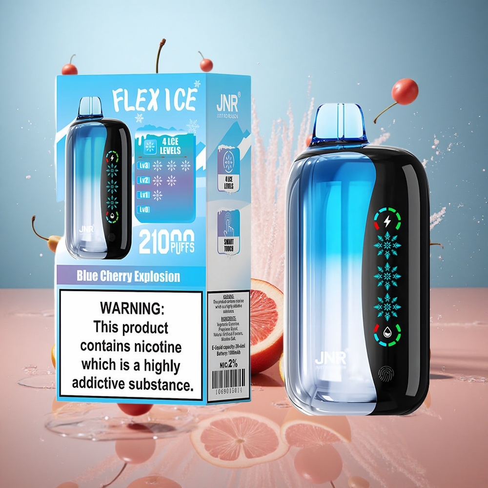 JNR Flex Ice 21000 Puffs Toque Pantalla Explosión Cereza Azul