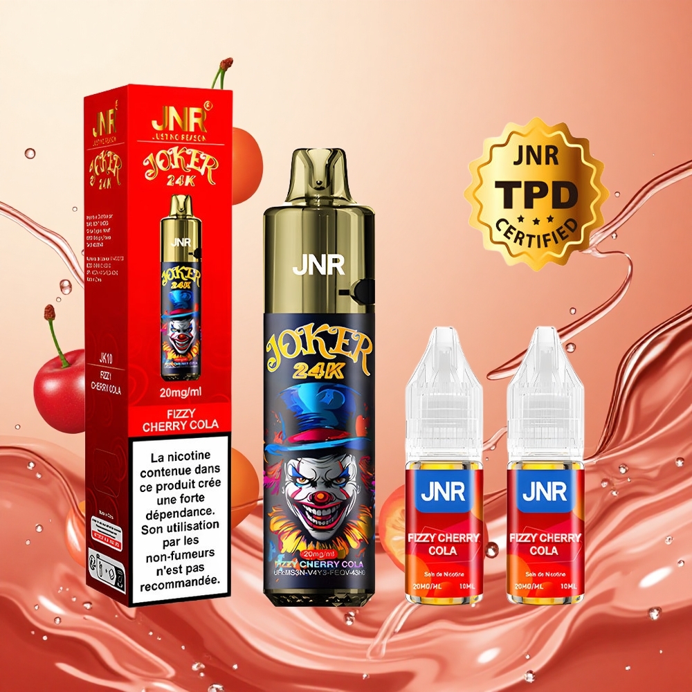 JNR Joker 24K Puffs 2% Nicotina Cereza Cola Fizzy 10ml Recargable