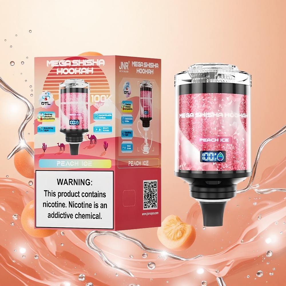 JNR Mega Shisha 100K Melocotón Helado Compatibilidad con Escritorio 2200mAh 60ml