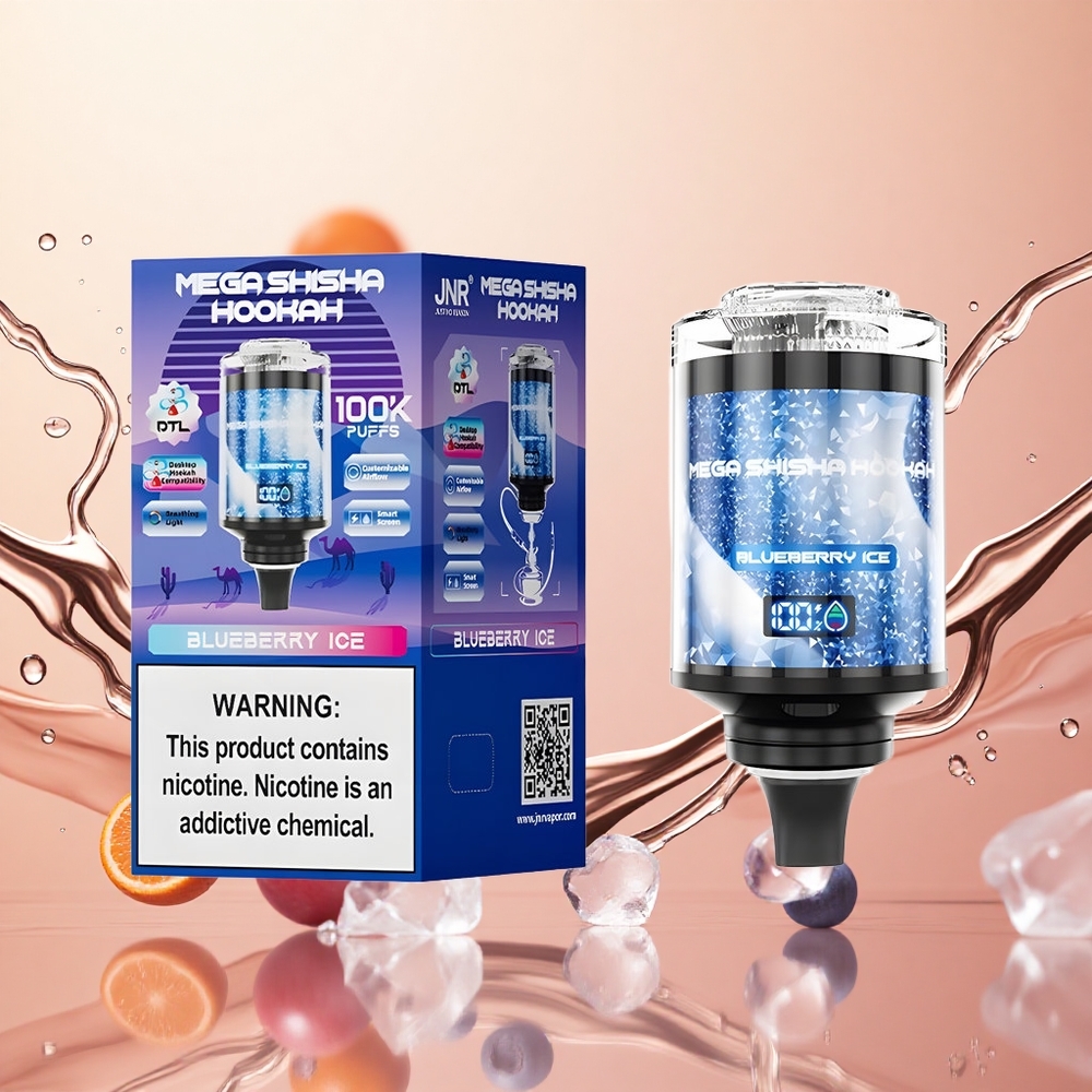 JNR Mega Shisha Hookah 100K Arándano Helado Compatibilidad con Escritorio Pantalla Inteligente