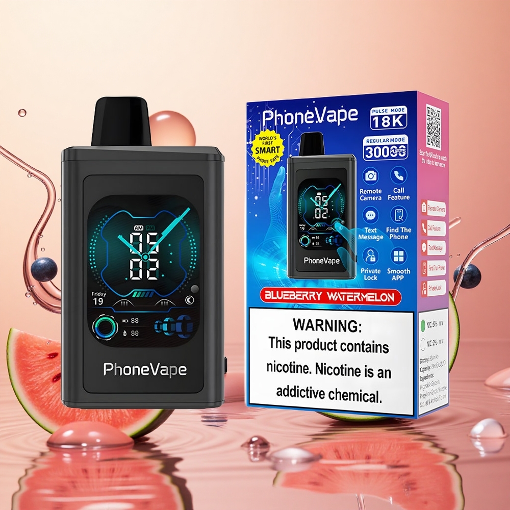 JNR PhoneVape 30000 Puffs Arándano Sandía Batería Recargable Pantalla Completa