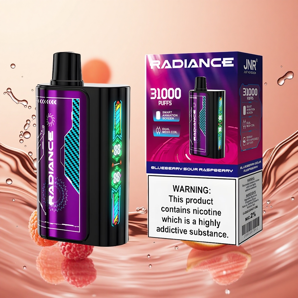 JNR Radiance 31000 Puffs Arándano Frambuesa Ácida Pantalla Inteligente