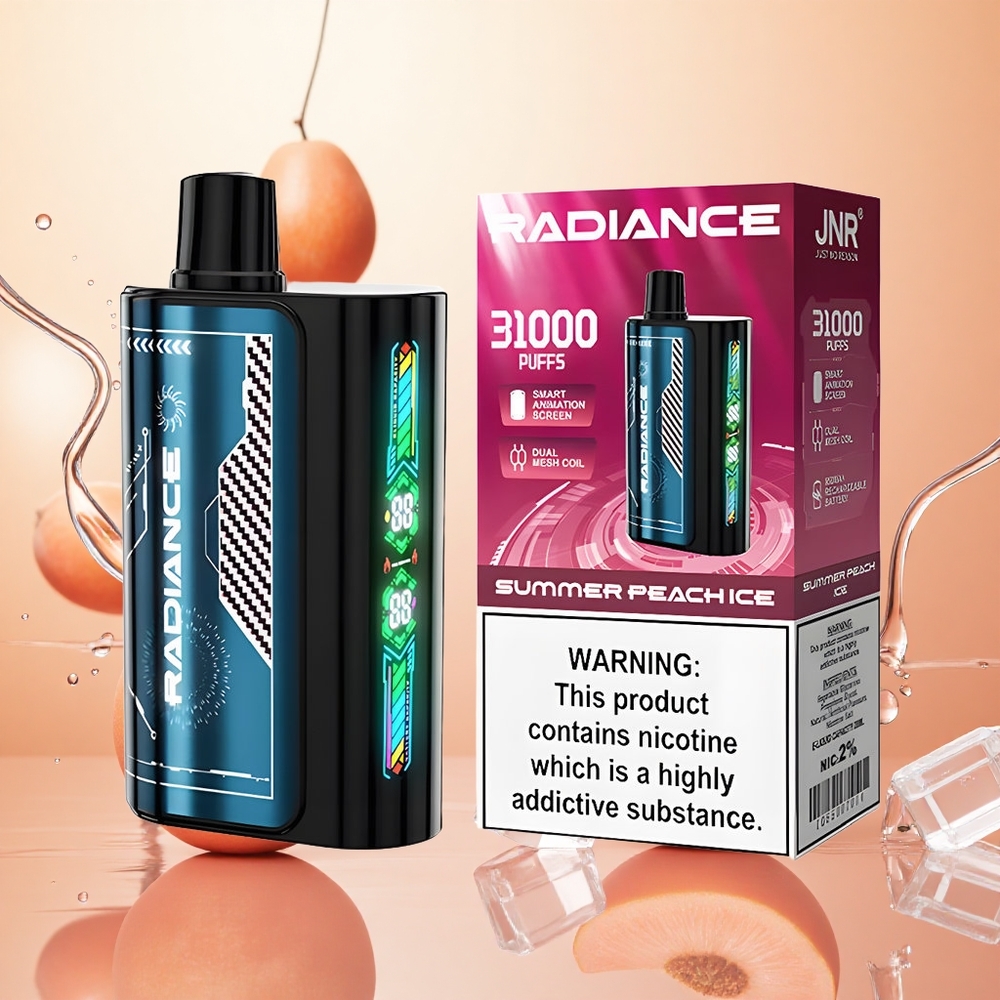 JNR Radiance 31000 Puffs Durazno Verano Helado Pantalla Inteligente