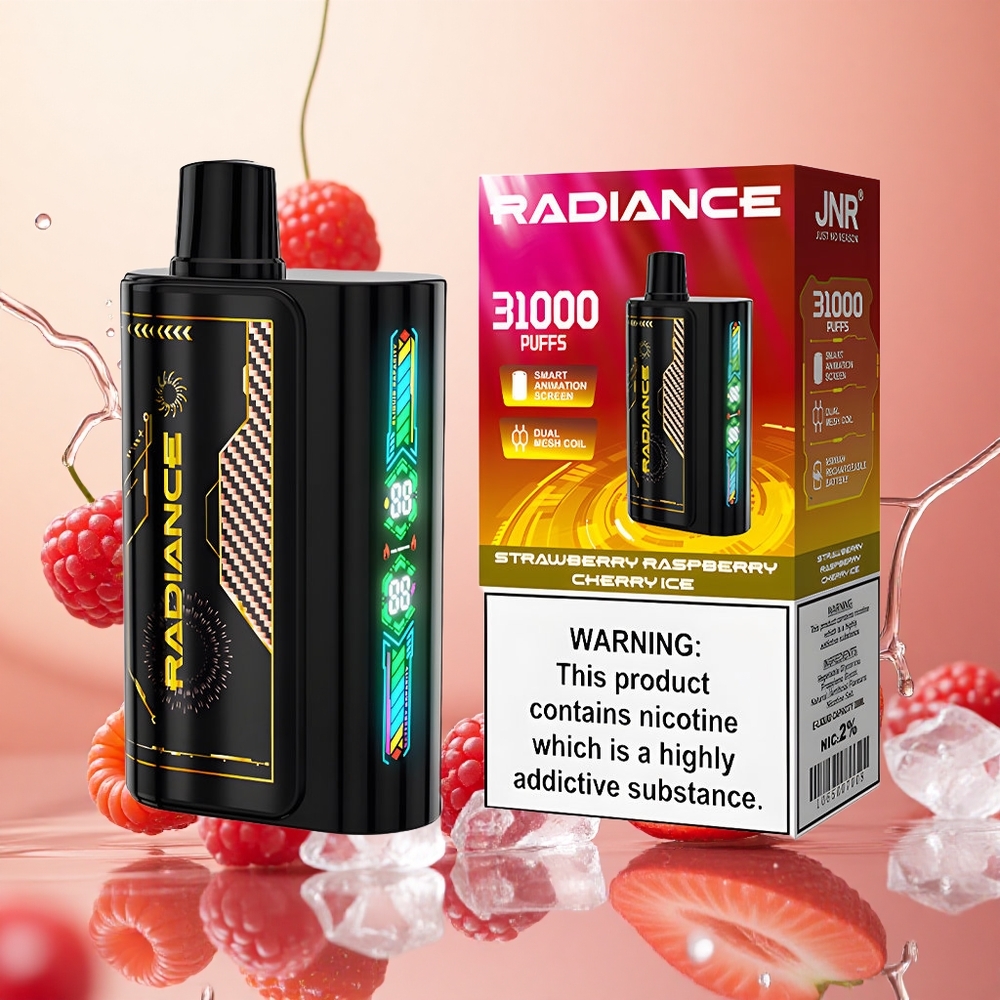JNR Radiance 31000 Puffs Fresa Frambuesa Cereza Hielo Pantalla Inteligente