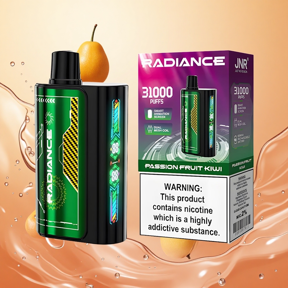 JNR Radiance 31000 Puffs Fruta de la Pasión Kiwi Pantalla Inteligente