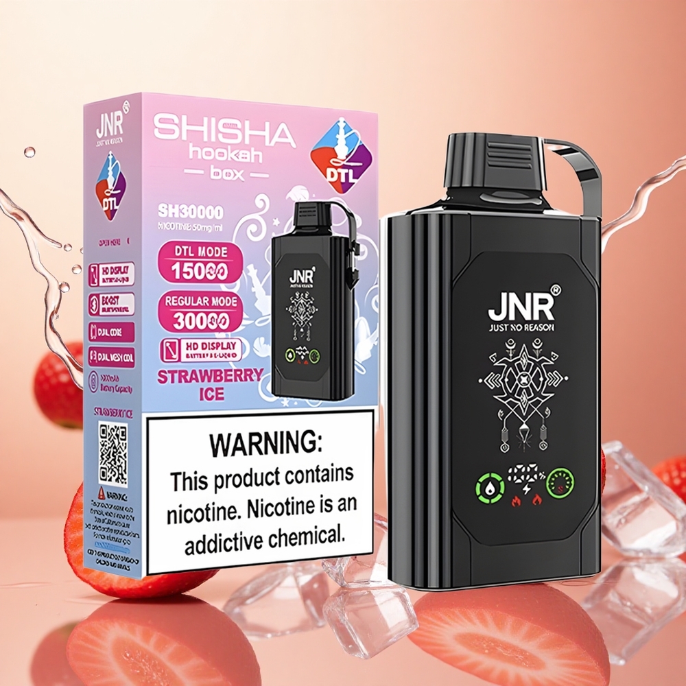 JNR Shisha Hookah Box 20500 Puffs 25ml Fresa Helada Dual Mesh Coil