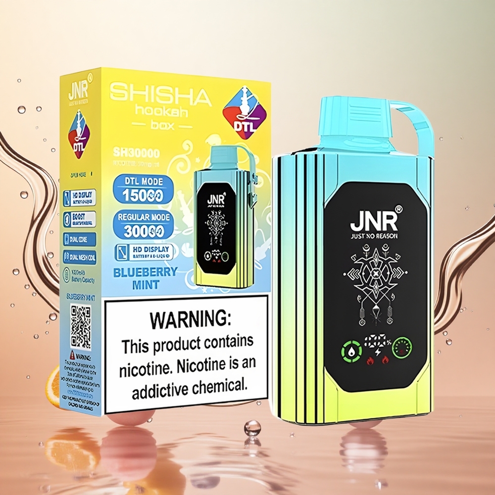 JNR Shisha Hookah Box 20500 Puffs 25ml Menta Arándano Dual Mesh
